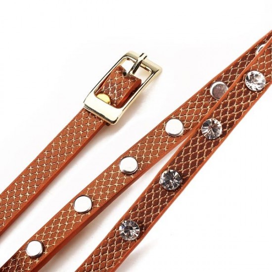 Moon Star Crystal Rhinestone Women Bracelet Leather Quartz Watch