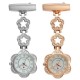 Crystal Flower Dial Doctor Nurse Watch Clip-on Stainless Steel Pocket Watches