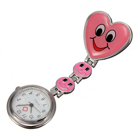 Heart Shape Style Cute Colourful Pocket Nurse Watch Pin Brooch