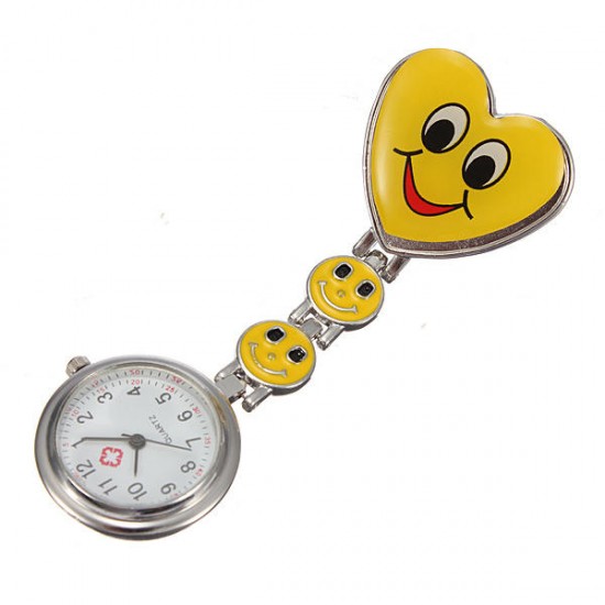 Heart Shape Style Cute Colourful Pocket Nurse Watch Pin Brooch