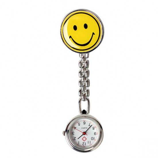 Portable Charm Smile Face Nurse Watch Stainless Steel Pocket Watches