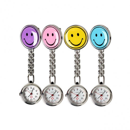 Portable Charm Smile Face Nurse Watch Stainless Steel Pocket Watches