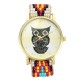 Custom Folk Style Cartoon Owl Pattern Alloy Case Cute Casual Women Quartz Wrist Watch