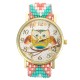 Custom Folk Style Cartoon Owl Pattern Alloy Case Cute Casual Women Quartz Wrist Watch