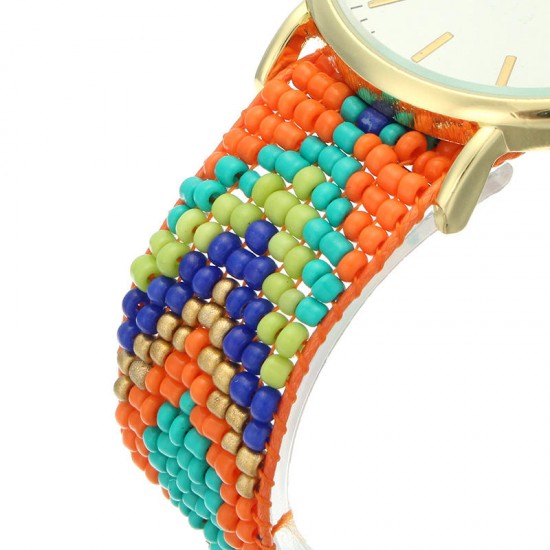 Custom Folk Women Watch Alloy Case Knitted fabric Strap Casual Retro Quartz Wrist Watch