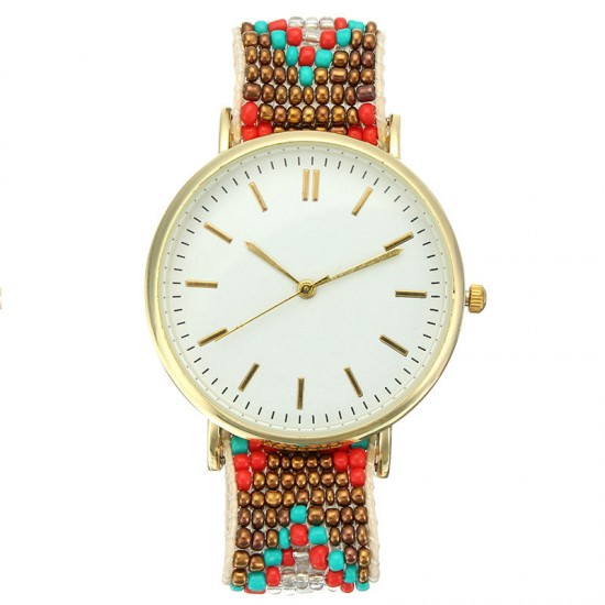 Custom Folk Women Watch Alloy Case Knitted fabric Strap Casual Retro Quartz Wrist Watch