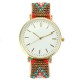 Custom Folk Women Watch Alloy Case Knitted fabric Strap Casual Retro Quartz Wrist Watch