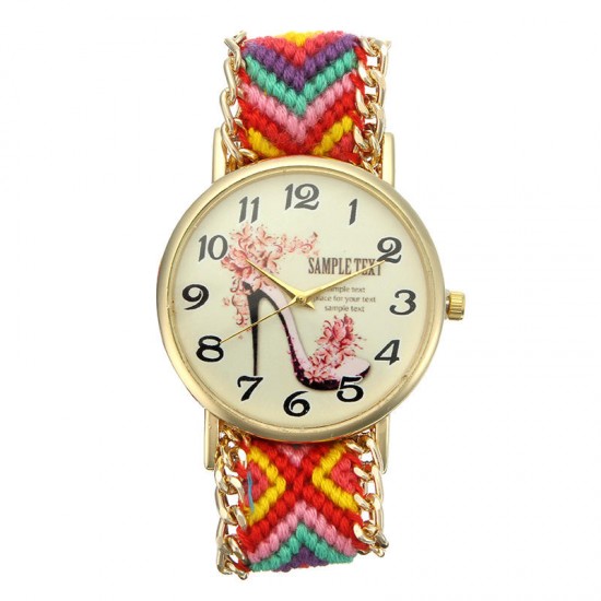 Custom Folk Women Watch High Heels Pattern Alloy Case Casual Retro Quartz Wrist Watch