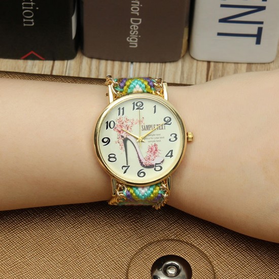 Custom Folk Women Watch High Heels Pattern Alloy Case Casual Retro Quartz Wrist Watch