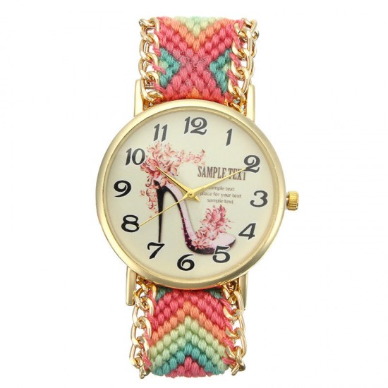 Custom Folk Women Watch High Heels Pattern Alloy Case Casual Retro Quartz Wrist Watch