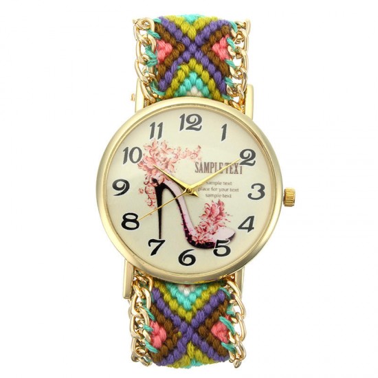 Custom Folk Women Watch High Heels Pattern Alloy Case Casual Retro Quartz Wrist Watch