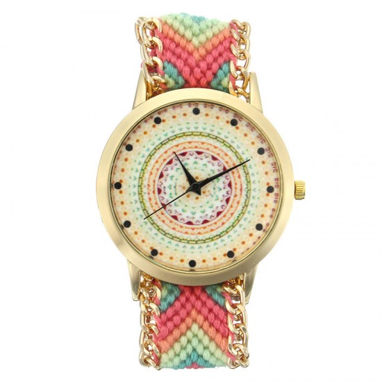 Custom Folk Women Watch Kaleidoscope Pattern Alloy Case Casual Retro Quartz Wrist Watch