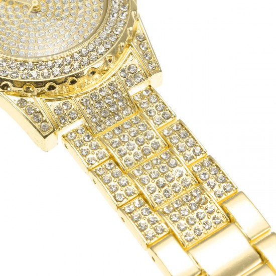 DEFFRUN Luxury Diamond Crystals Smooth Surface Women Quartz Watch