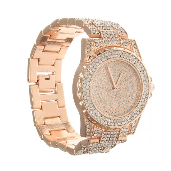 DEFFRUN Luxury Diamond Crystals Smooth Surface Women Quartz Watch