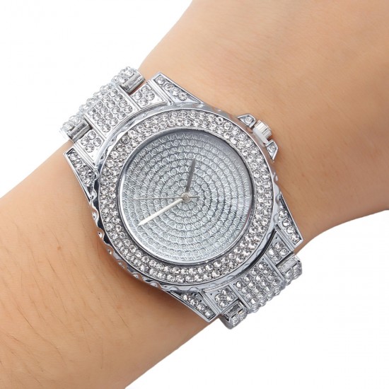 DEFFRUN Luxury Diamond Crystals Smooth Surface Women Quartz Watch