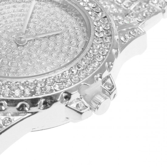 DEFFRUN Luxury Diamond Crystals Smooth Surface Women Quartz Watch