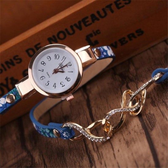 DUOYA D060 Rose Gold Case Shining Design Women Bracelet Watch Retro Style Quartz Watch