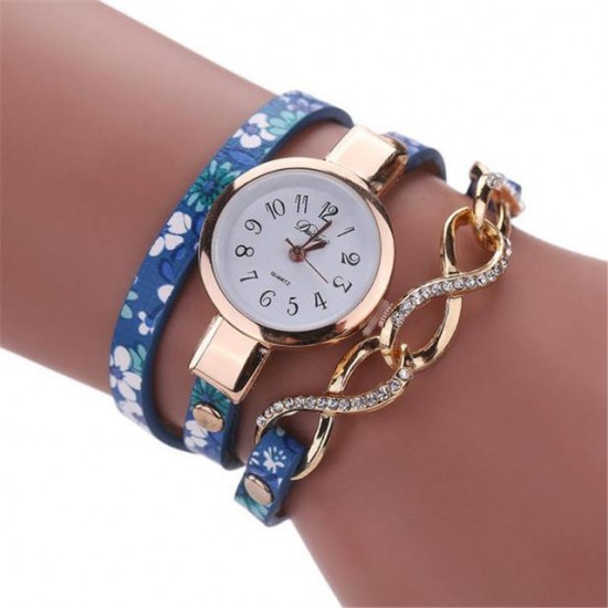 DUOYA D060 Rose Gold Case Shining Design Women Bracelet Watch Retro Style Quartz Watch