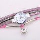 DUOYA D254 Crystal Pendant Women Bracelet Watch Retro Style Leather Strap Quartz Watch