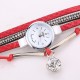 DUOYA D254 Crystal Pendant Women Bracelet Watch Retro Style Leather Strap Quartz Watch