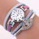 DUOYA D256 Retro Style Women Bracelet Watch Diamond Gift Leather Strap Quartz Watch