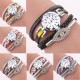 DUOYA D256 Retro Style Women Bracelet Watch Diamond Gift Leather Strap Quartz Watch