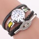 DUOYA D256 Retro Style Women Bracelet Watch Diamond Gift Leather Strap Quartz Watch