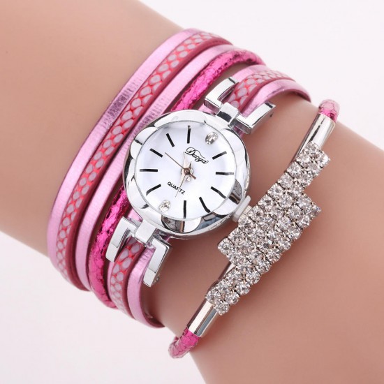 DUOYA D257 Shining Crystal Women Bracelet Watch Flower Dial Case Tourist Quartz Watch