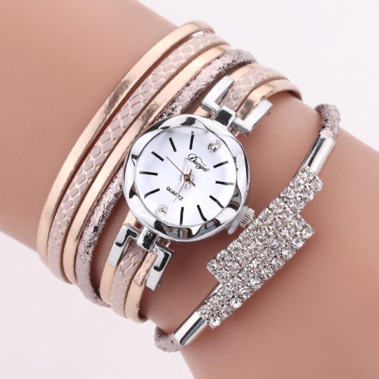 DUOYA D257 Shining Crystal Women Bracelet Watch Flower Dial Case Tourist Quartz Watch