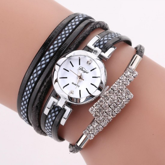 DUOYA D257 Shining Crystal Women Bracelet Watch Flower Dial Case Tourist Quartz Watch