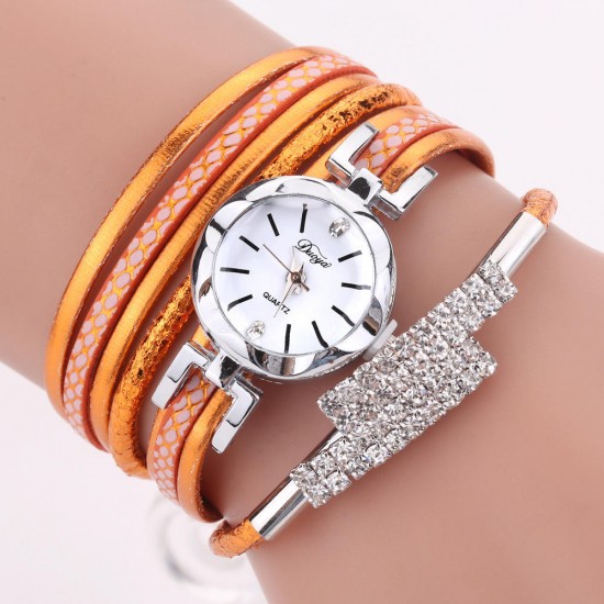 DUOYA D257 Shining Crystal Women Bracelet Watch Flower Dial Case Tourist Quartz Watch