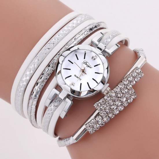 DUOYA D257 Shining Crystal Women Bracelet Watch Flower Dial Case Tourist Quartz Watch