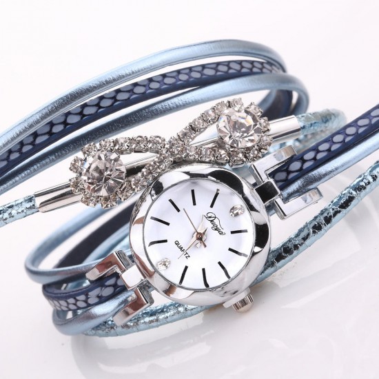 DUOYA D258 Retro Style Women Bracelet Watch Bow Crystal Quartz Watch