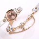 DUOYA Retro Style Pendant Bracelet Watch Rose Gold Case Leather Strap Quartz Watches