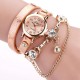 DUOYA Retro Style Pendant Bracelet Watch Rose Gold Case Leather Strap Quartz Watches