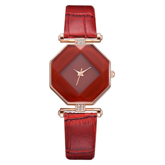 Fahion Diamond Mirror Watch Ladies Dress Ultra-thin Leather Women Quartz Watch