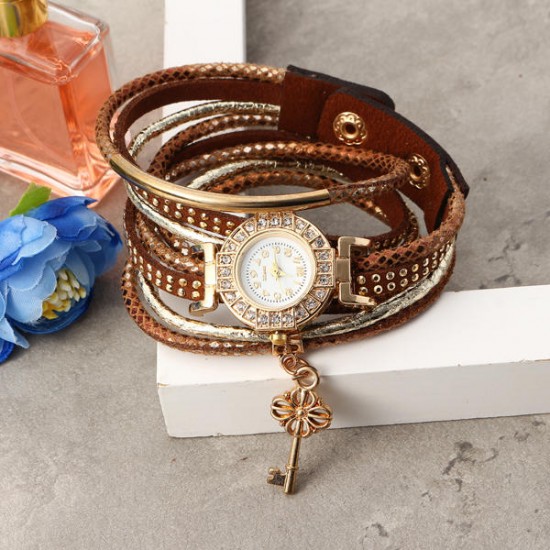Fashion Ladies Dress Luxury Key Bracelet Vintage Women Quartz Watch