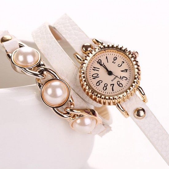 Fashion Three Pearl Women Watch Ladies Dress Watch Bracelet Quartz Watch