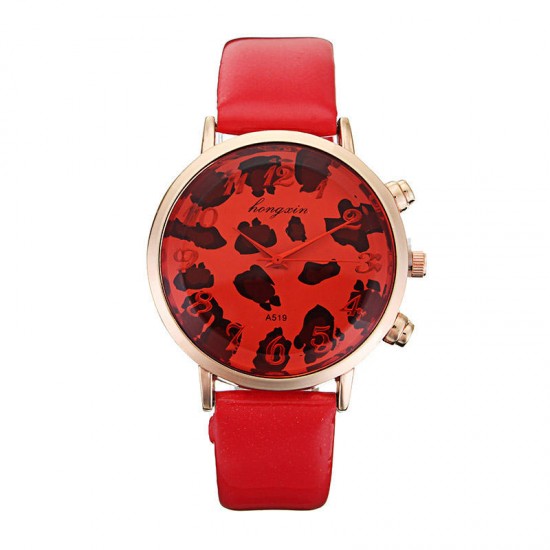 HY Bright Skin Leopard Clock Dial Lady Rose Gold Shell Snakeskin Pattern Belt Quartz Watch