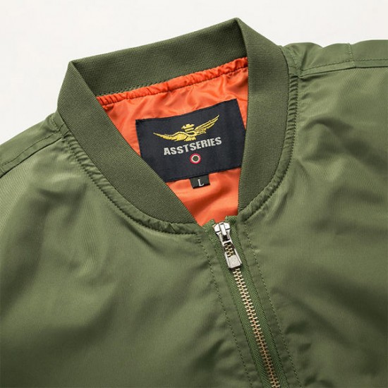 ASSTSERIES Mens Spring Autumn Casual Sport Flight Jacket Pure Color Bomber Jacket Big Size