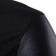 Asymmetric Tilt Inclined Zipper Placket Splicing Leather Sleeve Stand Collar Stylish Jacket for Men