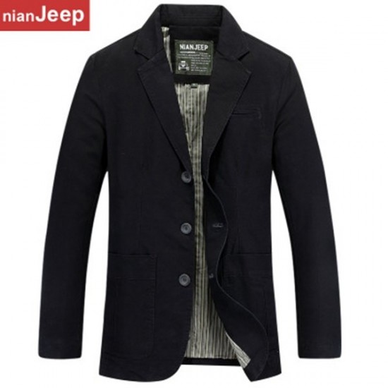 Autumn Winter Business Warm Mens British Style Lounge Suits Cotton Slim Fit Coat