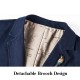 Casual Business Fashion Brooch Decoration Solid Color Blazers Suits Jacket for Men