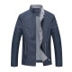 Casual Business Stand Collar Zipper Spring Fall Pure Color Men Brief Jacket Coat
