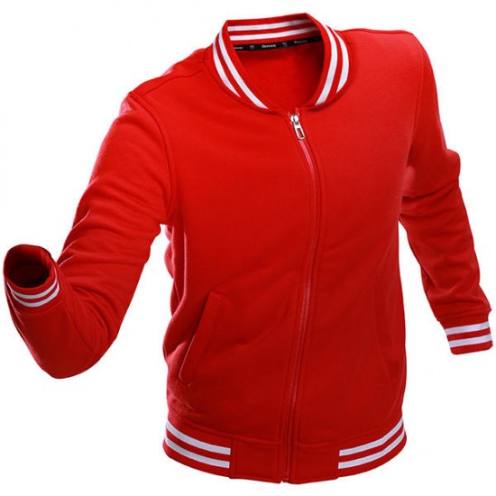 Casual Sport Zipper Fleece Liner Lovers Varsity Jacket 5 Colors