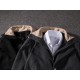 Mens Casual Woollen Contrast Color Collar Double Placket Coats