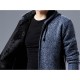 Mens Knit Hooded Fleece Coats Thick Warm Zipper Casual Jacket
