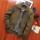 Mens Spring Fall Casual Business Solid Color Zipper Jacket