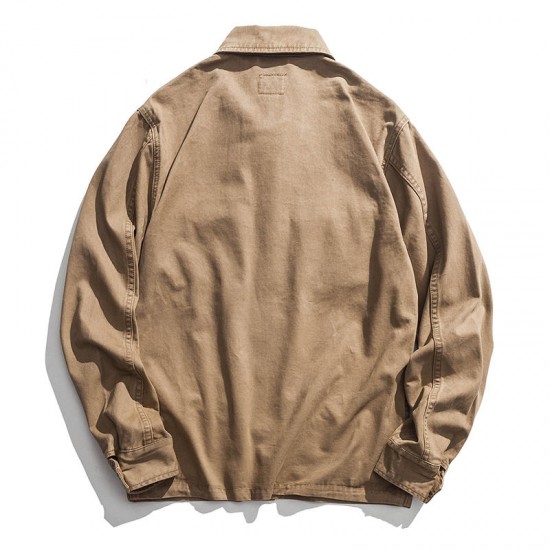 Mens Vintage Multi-pocket Military Outdoor Cotton Turn Down Collar Coat Jacket