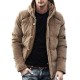 Corduroy Hooded Thick Warm Solid Color Padded Jacket Outwear Parka for Men
